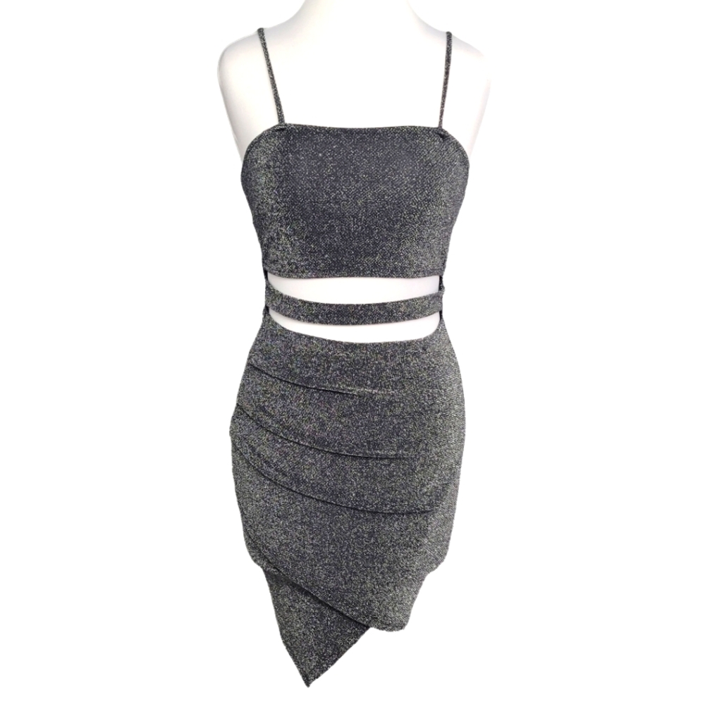 Black Metallic Mini Dress Size Medium